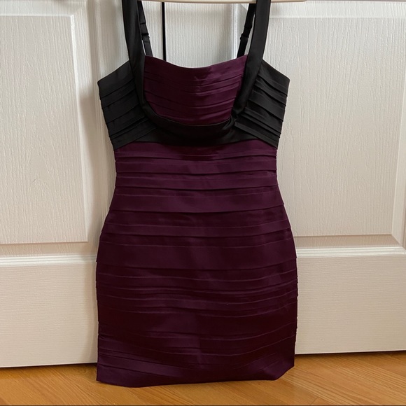 bcbg body con pleated mini cocktail dress - Picture 1 of 7